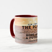 Jeremiah 29:11 Denn ich kenne die Pläne Sunrise Tasse (Vorderseite Links)