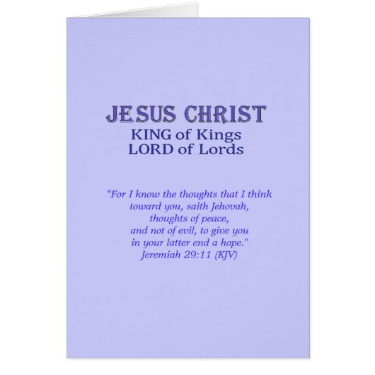 Jeremiah 29:11 Ermutigungskarte (Vorne)