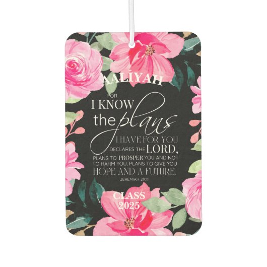Jeremiah 29:11 Floral Personalize Tassel Topper Autolufterfrischer (Vorderseite)
