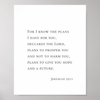Jeremiah 29:11 For I know the plans Poster