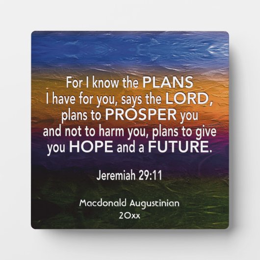 JEREMIAH 29:11 FOTOPLATTE (Vorderseite)