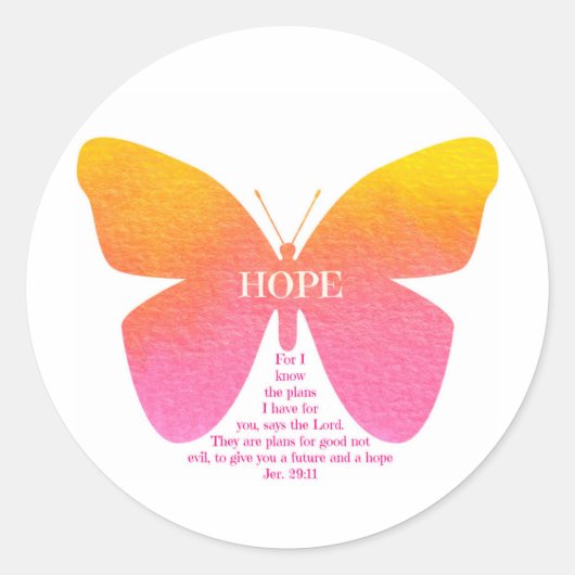 Jeremiah 29:11 Hope Butterfly Round Sticker (Vorderseite)