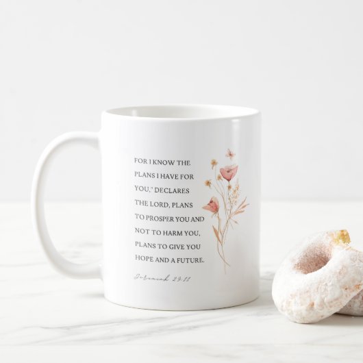 Jeremiah 29:11 Ich kenne meine Pläne für Sie Kaffeetasse (Mit Donut)