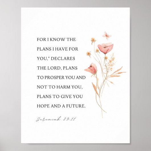 Jeremiah 29:11 Ich kenne meine Pläne für Sie Poster (Vorne)