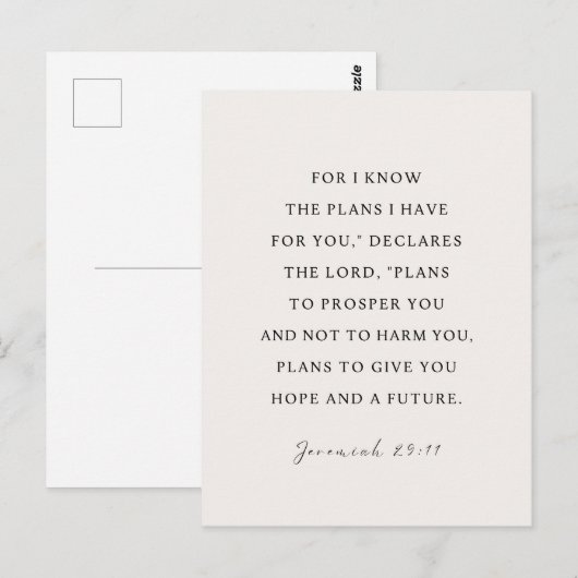 Jeremiah 29:11 Ich kenne meine Pläne für Sie Postkarte (Vorne/Hinten)