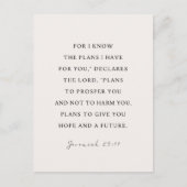 Jeremiah 29:11 Ich kenne meine Pläne für Sie Postkarte (Vorderseite)