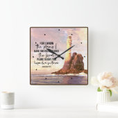 Jeremiah 29:11 Ich kenne meine Pläne für Sie Quadratische Wanduhr (Zuhause)