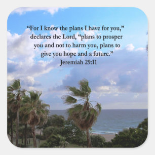 JEREMIAH 29:11 INSPIRATIONALE VERSE QUADRATISCHER AUFKLEBER