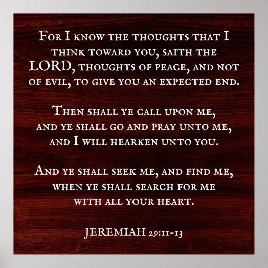 Jeremiah 29:11 King James Bible Scripture Poster (Vorne)