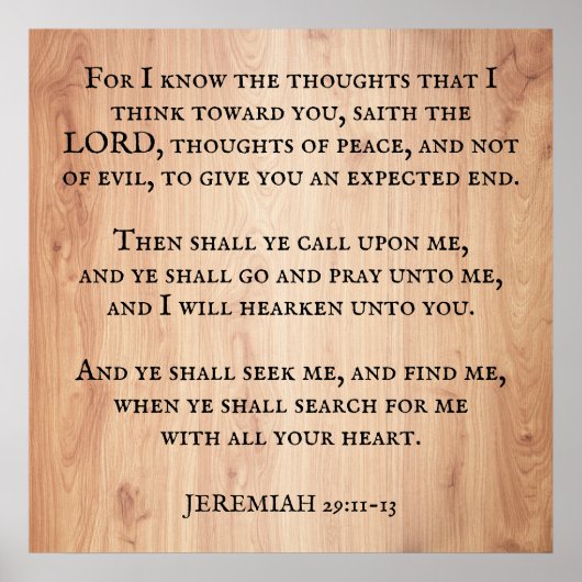Jeremiah 29:11 King James Bible Scripture Poster (Vorne)