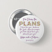 Jeremiah 29:11 Lila, Blumenbriefe Christlich Button (Vorne & Hinten)