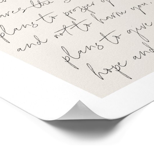 Jeremiah 29:11 Minimal Boho Beige Arch Script Poster (Ecke)