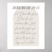 Jeremiah 29:11 Minimal Boho Beige Arch Script Poster (Vorne)