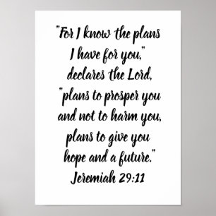 Jeremiah 29:11 Minimalistisch Bibelverse Poster