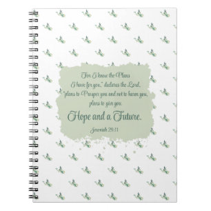 Jeremiah 29:11 mit Watercolor Blätter Bible Verse Notizblock