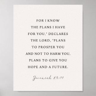 Jeremiah 29:11 NIV Denn ich kenne die Pläne Poster