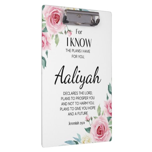 Jeremiah 29:11 Persönliche Gestaltung der rosa Ros Klemmbrett (Rechts)
