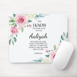 Jeremiah 29:11 Persönliche Gestaltung der rosa Ros Mousepad
