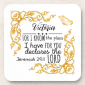 Jeremiah 29:11 Pläne habe ich für Sie Custom Gold Getränkeuntersetzer (Vorderseite)