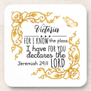 Jeremiah 29:11 Pläne habe ich für Sie Custom Gold Getränkeuntersetzer