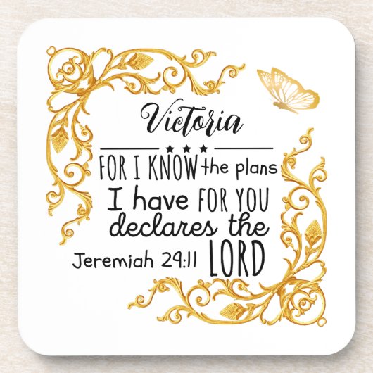 Jeremiah 29:11 Pläne habe ich für Sie Custom Gold Getränkeuntersetzer (Vorderseite)
