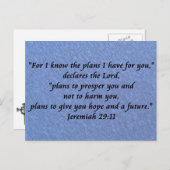 Jeremiah 29-11 postkarte (Vorne/Hinten)