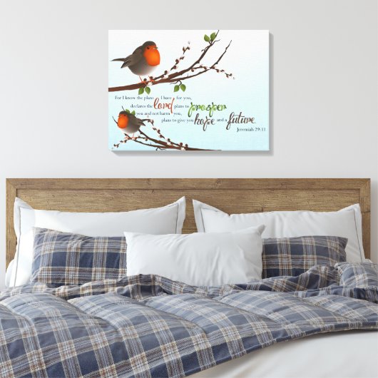 Jeremiah 29:11 Premium Wrapped Canvas (Gloss) Leinwanddruck (Insitu (Schlafzimmer))