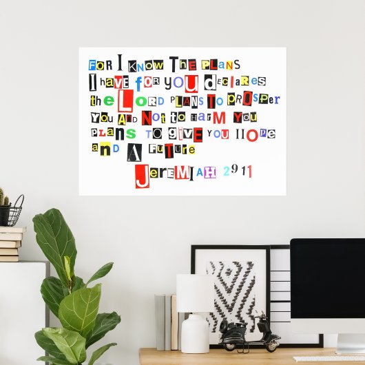 Jeremiah 29:11 Ransom Note Poster (Heimbüro)