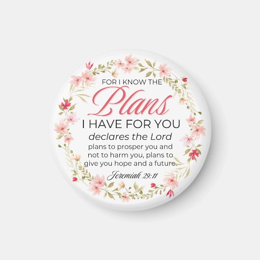 Jeremiah 29:11 Rosa Blume Wreath Bible Verse Magnet (Vorne)