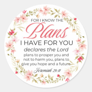 Jeremiah 29:11 Rosa Blume Wreath Bible Verse Runder Aufkleber