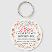 Jeremiah 29:11 Rosa Blume Wreath Bible Verse Schlüsselanhänger (Vorderseite)