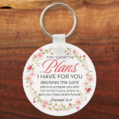 Jeremiah 29:11 Rosa Blume Wreath Bible Verse Schlüsselanhänger (Vorderseite)