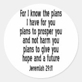 Jeremiah 29:11 runder aufkleber (Vorderseite)