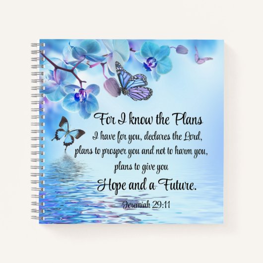 Jeremiah 29:11 Tropische Orchideen Butterfly Bibel Notizblock (Vorderseite)
