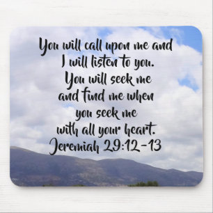 Jeremiah 29:12-13 Bibelverse über Wolken Mousepad