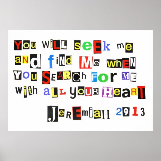 Jeremiah 29:13 Ransom Note Poster (Vorne)