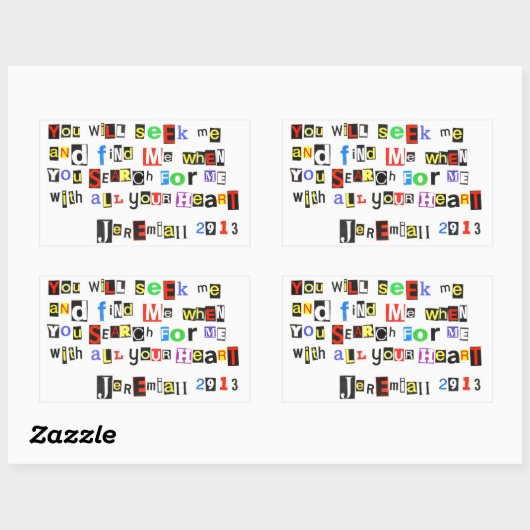 Jeremiah 29:13 rechteckiger aufkleber (Blatt)