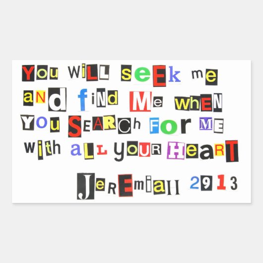 Jeremiah 29:13 rechteckiger aufkleber (Vorderseite)