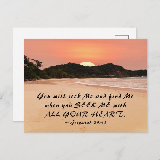 Jeremiah 29:13 Seek Me with all Your Heart Bible Postkarte (Vorne/Hinten)
