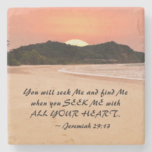 Jeremiah 29:13 Seek Me with all Your Heart Bible Steinuntersetzer (Vorderseite)