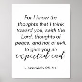 Jeremiah 29 Friedensgedanken Christliches Zitat Poster (Vorne)