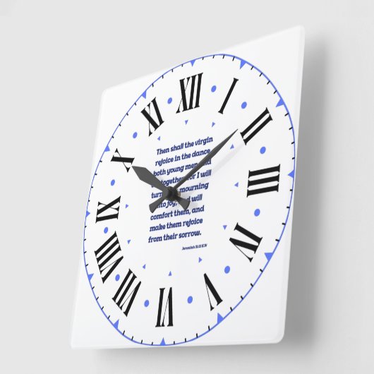 Jeremiah 31:13 KJV Bible Verse Roman Numeral Quadratische Wanduhr (Winkel)