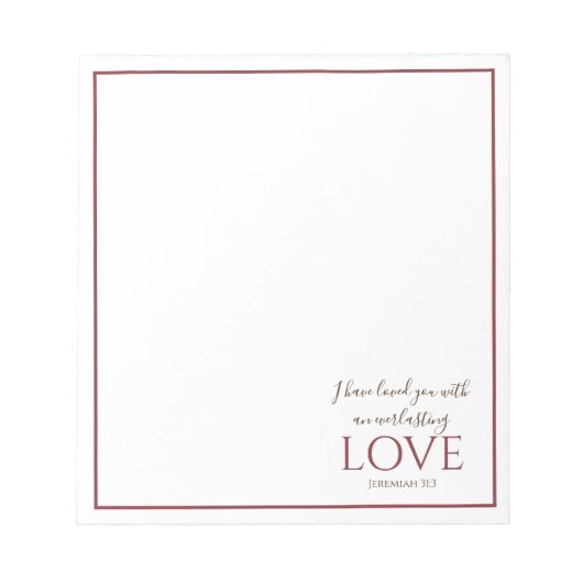 Jeremiah 31:3 Elegant Deep Red Bible Verse Notizblock (Vorderseite)
