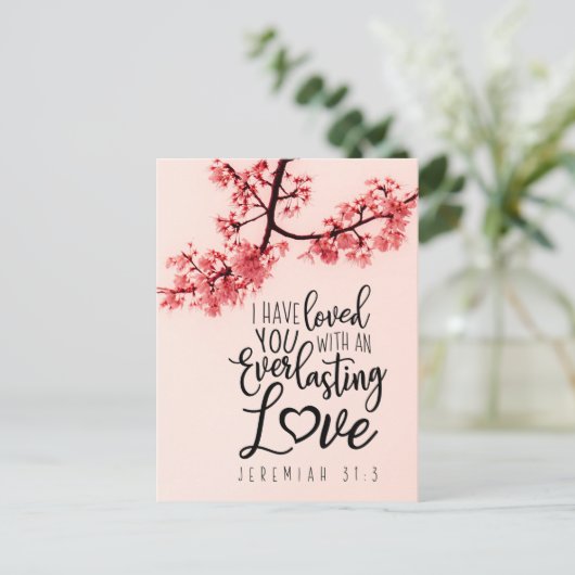 Jeremiah 31:3 Ich habe euch Bibelverse geliebt Postkarte (Stehend Vorderseite)
