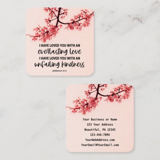 Jeremiah 31:3 Ich habe euch Bibelverse geliebt Quadratische Visitenkarte (Vorne/Hinten)