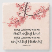 Jeremiah 31:3 Ich habe euch Bibelverse geliebt Steinuntersetzer (Vorderseite)