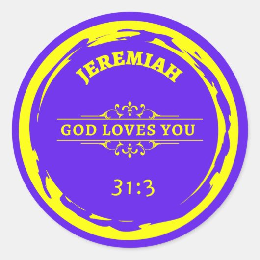 Jeremiah 31 "GOTT LIEBEN YOU" CLASSIC ROUND STICKE Runder Aufkleber (Vorderseite)