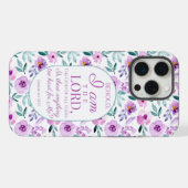 Jeremiah 32:27 Uhr mit lila Blumen Hintergrund iPhone Hülle (Rückseite (Horizontal))