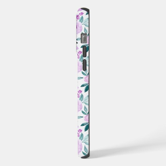 Jeremiah 32:27 Uhr mit lila Blumen Hintergrund iPhone Hülle (Linke Seite)