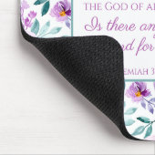 Jeremiah 32:27 Uhr mit lila Blumen Hintergrund Mousepad (Ecke)